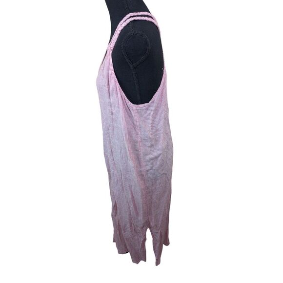 Tahari Midi Dress Cover Up Braided Straps Linen Blend Slits Resortwear Medium - Picture 8 of 11